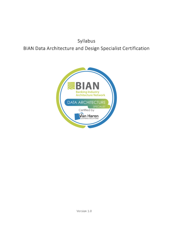 BIAN syllabus cover Data Architecture BIAN